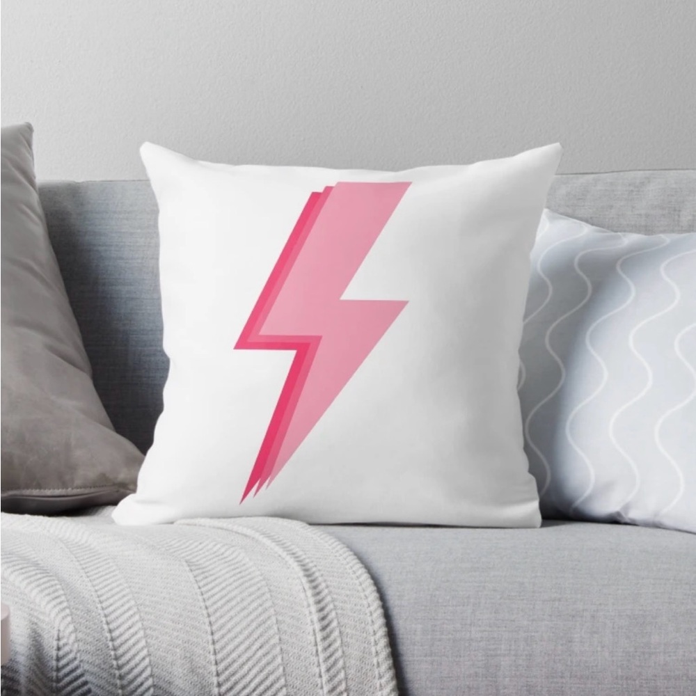 Set of Two Redbubble Pink Lightning Bolt Pillows